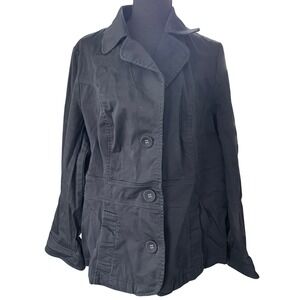 Venezia Cotton Stretch Button Jacket Womens 16 Black Classic Workwear Minimalist